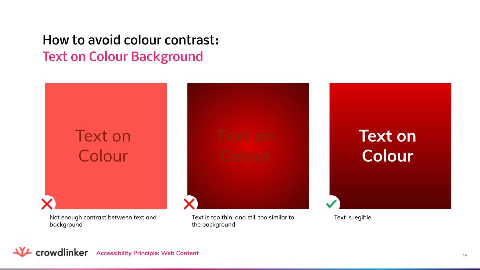 How to avoid colour contrast: Text on colour background