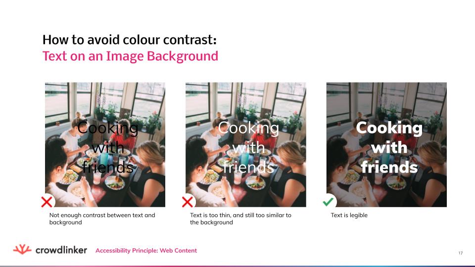 How to avoid colour contrast: Text on an image background